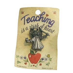 10/$25🦋 NWT Vintage 1998 Autom TEACHING IS A WORK OF HEART Angel Pin